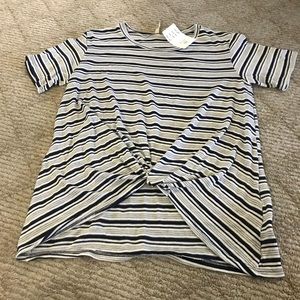 Blue and White Striped Top